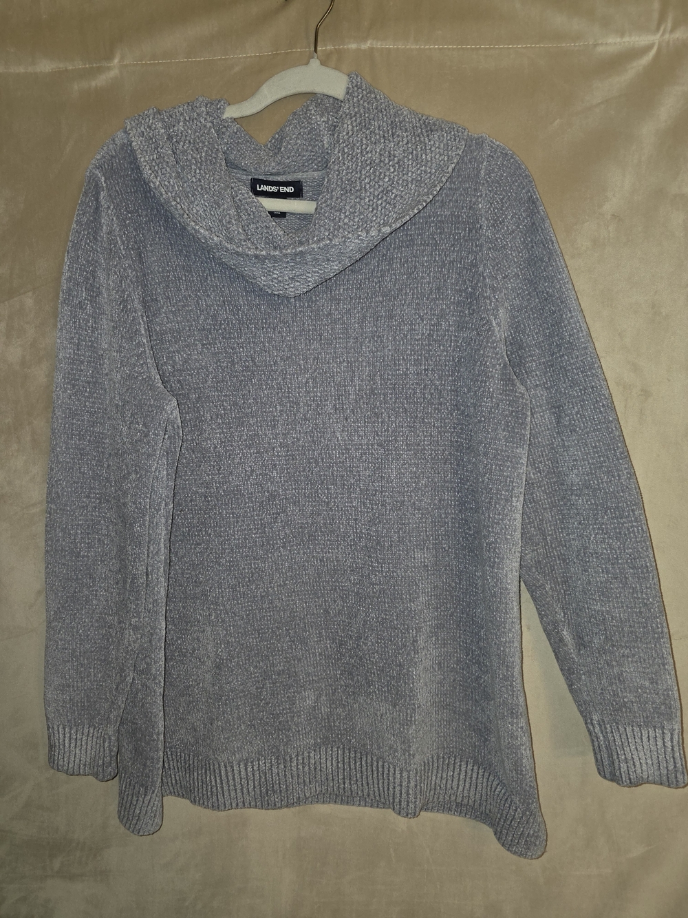 Lands' End Women's Cowl Neck Sweater - Light Gray